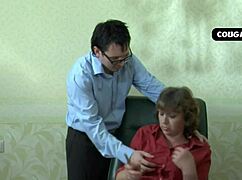 boss milf swallows employee's thick cum load after doggystyle