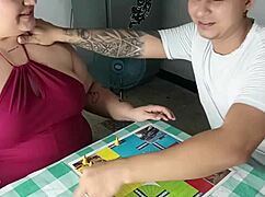 Chubby Indian Mom Plays Risky Games with Horny Stepson Ends in Creampie Fun