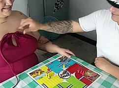 Chubby Indian Mom Plays Risky Games with Horny Stepson Ends in Creampie Fun