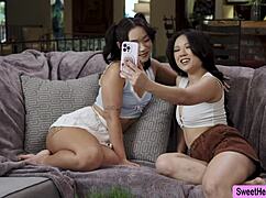 dude check out these asian stepsis lickin shaved pussies hardcore style