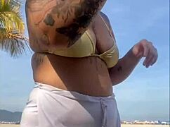 Shorts Hugging My Big Exhibitionist Beach Pussy Tight