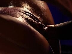 raw tender massage turns her oiled pussy lips dripping wet