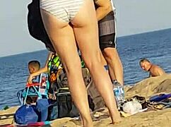 skinny beach bitch caught candid ass shaking