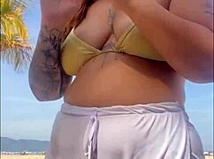 Shorts Hugging My Big Exhibitionist Beach Pussy Tight