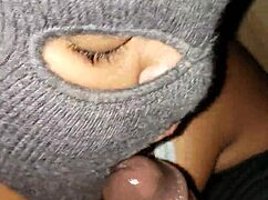 Fat BBW slurps sloppy on balcony big black cock