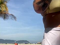 Shorts Hugging My Big Exhibitionist Beach Pussy Tight