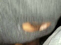 Fat BBW slurps sloppy on balcony big black cock