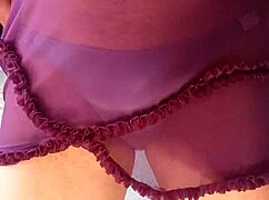 Hot Babe Cramps Lover's Shiny Blue Panties Over Wet Pussy in USA