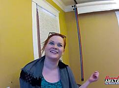 Carolyn's Big Tits Ginger Coed Plays with Dildo Intensely