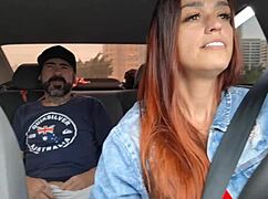 naughty rideshare driver spots guy jerking off and fucks him raw in car