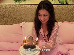 she begged for bbc on birthday but i slammed her with white dick, cum swallow finish