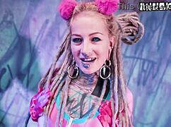 Tattooed Goth Punk Babe Fingers Ass to Pussy with Toys in Wild Solo DP Orgasm!
