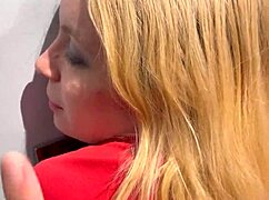 i payed this skinny blonde with huge pussy lips for rough public toilet doggystyle pounding