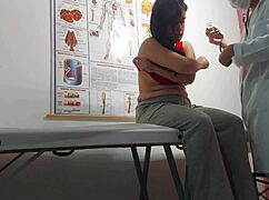 brazilian doc fingers patient's juicy asshole then bareback fucks her tight pussy