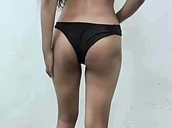 solo indian babe squeezes juicy natural tits while fingering tight shaved pussy