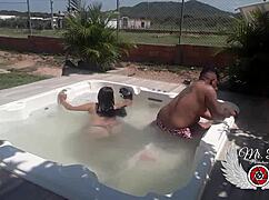 bareback jacuzzi fuck with lover blowjob doggy at in-laws