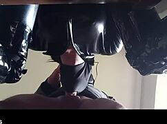 Chairtied Hooded Latina Milf Ballgagged Ring Gagged Sucks Cum