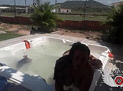 bareback jacuzzi fuck with lover blowjob doggy at in-laws