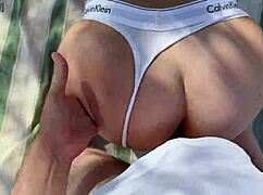 skinny teen brunette bends in forest for stranger's big cock doggystyle creampie missionary