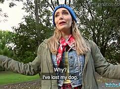 i lost my dog but found this hot public agent for outdoor cash sex cumshot... whoops!