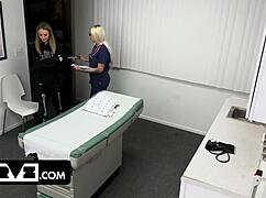 curious teen kyler quinn tempts doctor with tight pussy fingering before riding his cock