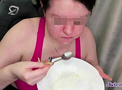 wanna see hot mom swallow cum mixed in her food after deepthroat ride?