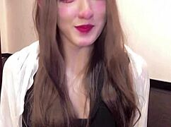 Japanese Ladyboy Crossdresser Jerks Off on Cam with Huge Tits