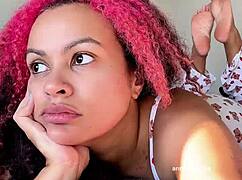 chubby ebony babe farts with silly faces eye rolls and laughs