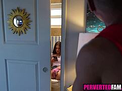 stepdaughter begs old daddy to film her tight pussy getting monster cock destroyed
