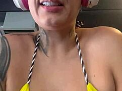 all sweaty and soaked from the gym facing copacabana beach my wet pussy drips salty juice outdoors