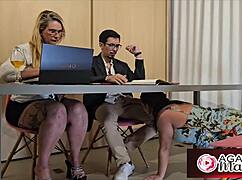 Agatha Mama Desk Quickie Cum Explosion Under Office Table