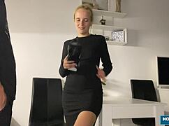 Delivery guy trades lollipop toy for his uncut cock to pound cute blonde babe doggystyle and missionary