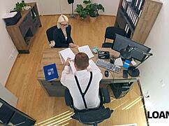 bold office slut cheats hard with loan manager in amateur fuck frenzy