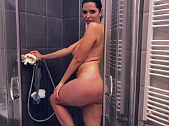 Caught kira queen masturbating her big clit monster cock shower sneak record