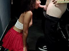 skinny brunette ninfeta bends over in motel garage for big cock pounding while hubby waits
