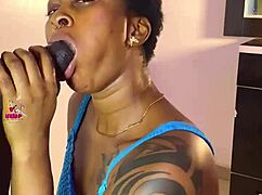 girl strokes and sucks huge black cock pov