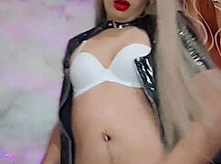 Latex Transsexual Teases with Slow Masturbation Display