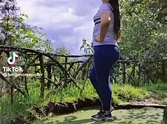 Curvy Beauty Teases In Tight Jeans