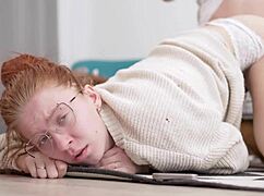 Neighbor girl next door with glasses gets her juicy pussy slammed by muscular neighbor in 4K