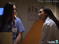why does hot latina milf doctor vicki chase lure nurse sinn sage into steamy play?