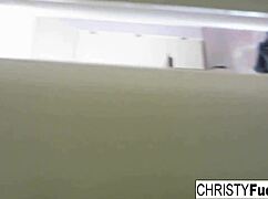 oh man christy macks tits are amazing as she rubs her wet pussy on counter
