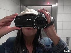 Hot wife POV flashes big ass bent over before public doggystyle cumshot on beach