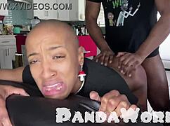 Holy fuck, bald ebony slave's asshole demolished by monster BBC!