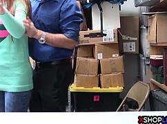 redhead shoplifter teen take this mall cop's rough pounding now