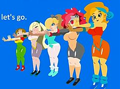 BIG TITS LESBIAN WORKOUT! Cartoon Babes in Leggings Scissor and Grind!
