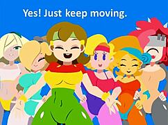 BIG TITS LESBIAN WORKOUT! Cartoon Babes in Leggings Scissor and Grind!