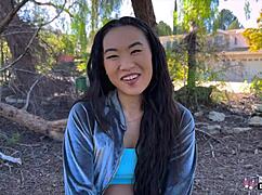 bubble butt asian teen flashes and fucks