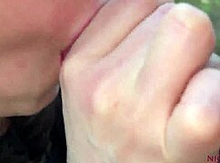 i found this brunette flashing cameltoe then deepthroating my cock outdoors