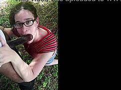 Shy italian sucking big cock outside