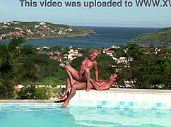 poolside anal fucking ends with cumshots